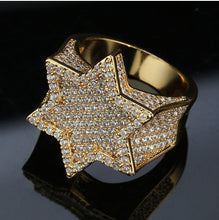 Load image into Gallery viewer, Iced Out Star Ring with Green Lab Diamonds
