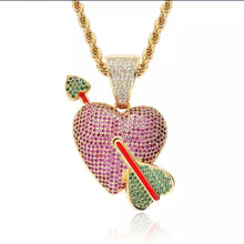 Load image into Gallery viewer, My Iced Out Arrow Pierced Heart
