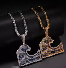 Load image into Gallery viewer, Colorful Iced Out Wave Pendant

