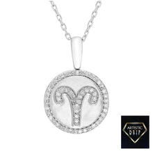 Load image into Gallery viewer, Diamond Zodiac Symbol Pendant in Sterling Silver
