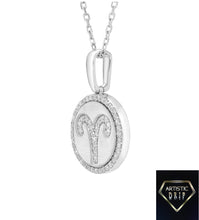 Load image into Gallery viewer, Diamond Zodiac Symbol Pendant in Sterling Silver
